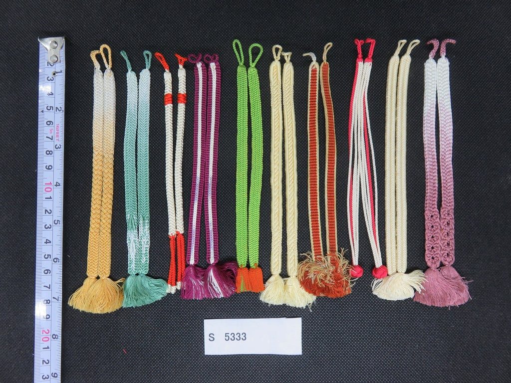 S#5333 Silk Haori Himo Flat Braid 10pcs Bundle Pack
