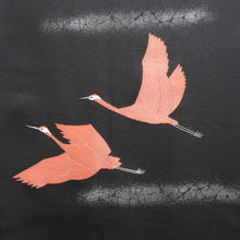 Load image into Gallery viewer, Haori Jacket Vintage(1950-1980) Black Crane Birds Silk #9989C2
