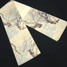 Load image into Gallery viewer, Fukuro Obi Gold Plum blossom Branch Ryusui Silk BB310V8
