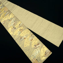 Load image into Gallery viewer, Fukuro Obi Gold Light Purple Genjimonogatari Heian Princess Silk BB340V9
