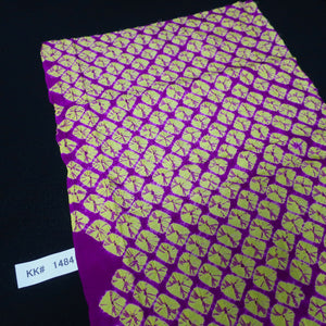KK1484A2 Silk Kimono Fabric Vintage(Pre-1920) Shibori Purple Yellow 48.4x12.2in(123x31cm)