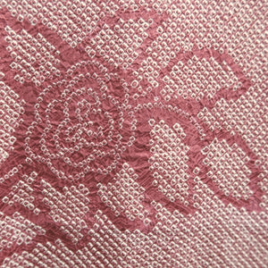 Haori Jacket Vintage(1950-1980) Light Red Shibori Peony Silk #10079D1