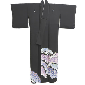 Tomesode Black Crane Birds Silk #10391F5