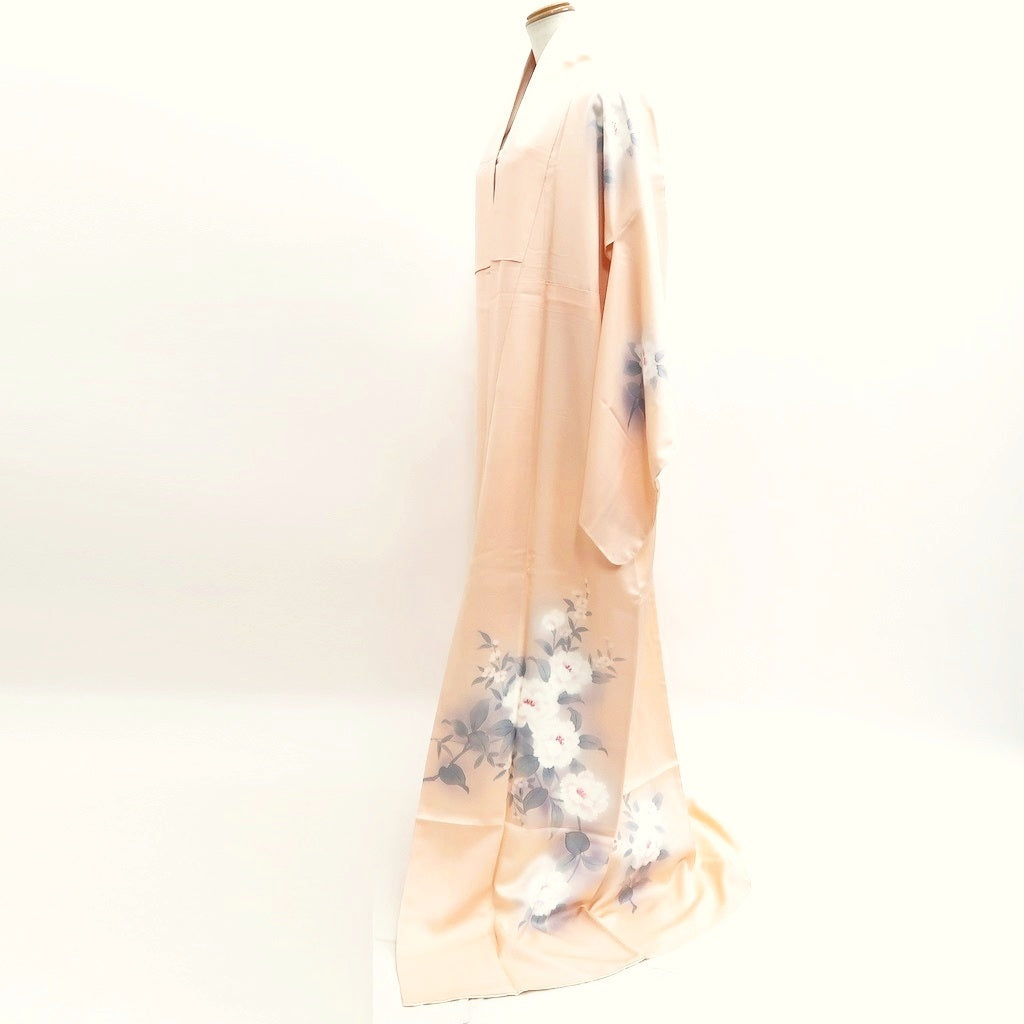 Kimono Pale Pink Hand painted Peony Silk #9934B5