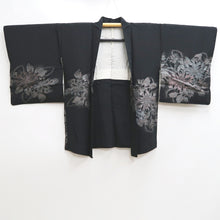 Load image into Gallery viewer, Haori Jacket Vintage(1950-1980) Black Silver Flower Silk #10124D3
