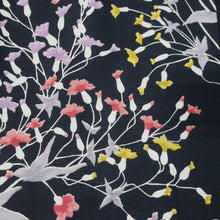 Load image into Gallery viewer, KK1439A1 Silk Kimono Fabric Vintage(1920-1950) Flower Black 54.7x11.8in(139x30cm)
