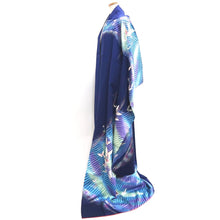 Load image into Gallery viewer, Furisode Dark Blue Butterfly Aurora Tall Silk #9707J5
