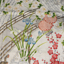 Load image into Gallery viewer, KK1419B8 Silk Kimono Fabric Vintage(1950-1980) Plum blossom Pearl white 65.0x13.0in(165x33cm)
