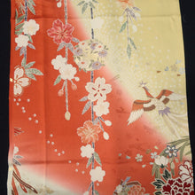 Load image into Gallery viewer, KK1430A1 Silk Kimono Fabric Vintage(1950-1980) Phoenix Yellow brown 66.5x13.8in(169x35cm)
