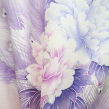 Load image into Gallery viewer, Furisode Pale Pink Peony Peacock Silk #10561B4
