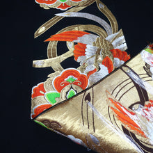 Load image into Gallery viewer, BB10072AF Silk Obi Fabric Phoenix Black Gold 48.4x10.2in(123x26cm)
