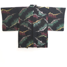 Load image into Gallery viewer, Haori Jacket Vintage(1950-1980) Black Gold Silver Wave Silk #10991F4
