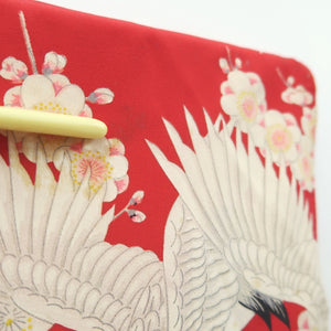 Juban Vintage(1950-1980) Red Crane Birds Silk #10503B1
