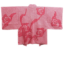 Load image into Gallery viewer, Haori Jacket Red Full Shibori Flower Silk #10700D1
