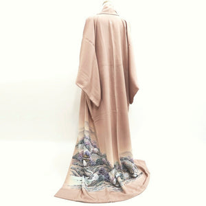 Kimono Rosybrown Zen Temple Landscape Tall Silk #9945B5