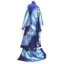 Load image into Gallery viewer, Furisode Dark Blue Butterfly Aurora Tall Silk #9707J5
