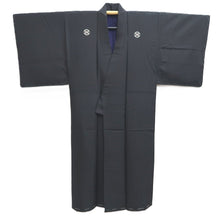 Load image into Gallery viewer, Men&#39;s Kimono Vintage(1950-1980) Black Montsuki Silk #10461A4
