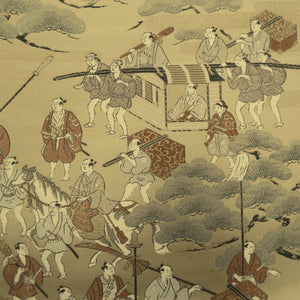 Fukuro Obi Beige Gold Samurai Genji Silk BB260V5