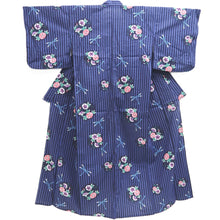 Load image into Gallery viewer, Yukata Black Blue Dragonfly Asagao Cotton #10344F3
