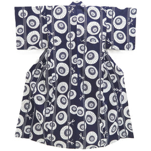 Yukata Vintage(1950-1980) Navy Dragonfly Bangasa Umbrella Cotton #10483A5