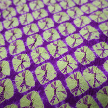 Load image into Gallery viewer, KK1484A2 Silk Kimono Fabric Vintage(Pre-1920) Shibori Purple Yellow 48.4x12.2in(123x31cm)
