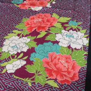 KK1464A1 Silk Kimono Fabric Vintage(1920-1950) Sayagata Dark Purple 54.7x11.8in(139x30cm)
