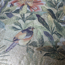 Load image into Gallery viewer, BB10012AB Silk Obi Fabric Pine Tree Bird Gold Green 83.9x11.0in(213x28cm)
