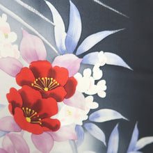 Load image into Gallery viewer, Haori Jacket Black Floral pattern Silk #11071A4
