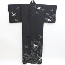 Load image into Gallery viewer, Kimono Black Crane Birds Shibori Tall Silk #9924B4
