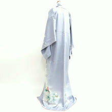 Load image into Gallery viewer, Kimono Light Blueish Gray Peony Branch Silk #9666J3
