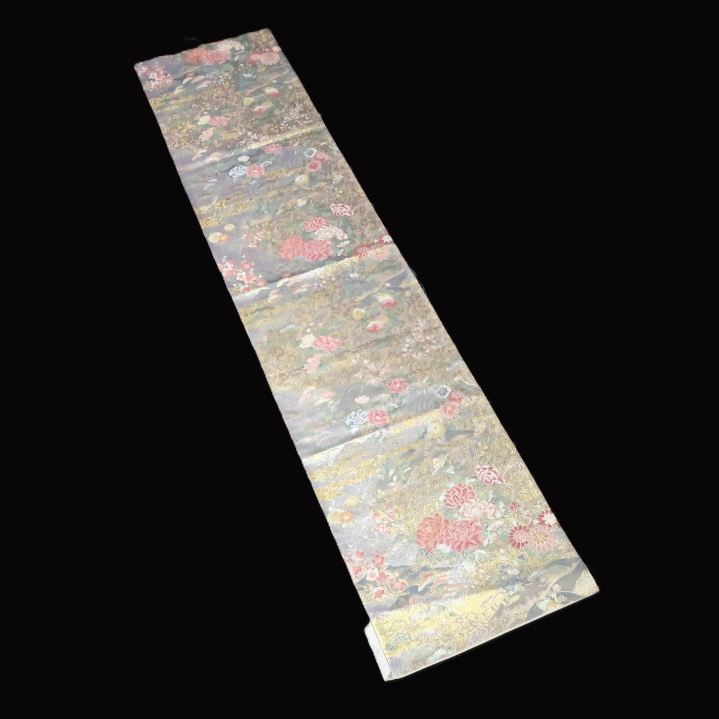 BB10053AD Silk Obi Fabric Flower Gold 52.4x11.0in(133x28cm)