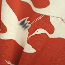 Load image into Gallery viewer, Kimono Vintage(1920-1950) Red White Gold Crane Birds Silk #9669J3
