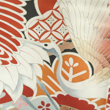 Load image into Gallery viewer, Furisode Vintage(1920-1950) Black Crane Birds Silk #11105Z1
