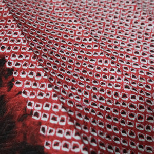 KK1379B7 Silk Kimono Fabric Vintage(1950-1980) Shibori Red 79.1x13.0in(201x33cm)