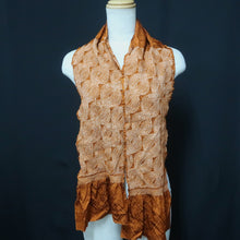 Load image into Gallery viewer, Silk Japanese Obiage Shibori Brown 55.1x6.7in(140x17cm) A#10054
