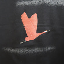 Load image into Gallery viewer, Haori Jacket Vintage(1950-1980) Black Crane Birds Silk #9989C2
