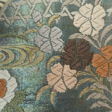 Load image into Gallery viewer, Fukuro Obi Silver Gold Chrysanthemum Peony Silk BB300V7
