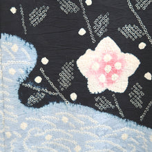 Load image into Gallery viewer, Haori Jacket Vintage(1950-1980) Black Shibori Ryusui Flower Silk #9727A1

