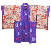 Load image into Gallery viewer, Haori Jacket Vintage(1920-1950) Blueish Purple Meisen Floral pattern Silk #11050A3
