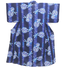 Load image into Gallery viewer, Yukata Black Purple Dragonfly Chrysanthemum Cotton #10473A5
