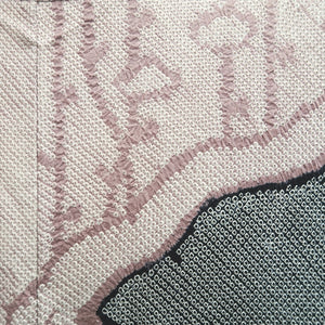 Haori Jacket Vintage(1950-1980) Black Pink Shibori Plum blossom Branch Silk #10049C5
