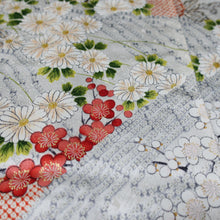 Load image into Gallery viewer, KK1419B8 Silk Kimono Fabric Vintage(1950-1980) Plum blossom Pearl white 65.0x13.0in(165x33cm)
