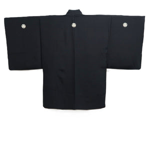Men's Haori Vintage(1950-1980) Black Montsuki Landscape Silk #10436A3