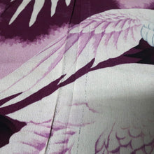 Load image into Gallery viewer, KK1454A1 Silk Kimono Fabric Vintage(Pre-1920) Crane Birds Purple 45.3x12.6in(115x32cm)
