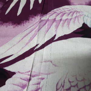 KK1454A1 Silk Kimono Fabric Vintage(Pre-1920) Crane Birds Purple 45.3x12.6in(115x32cm)