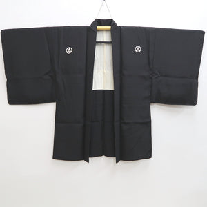 Men's Haori Vintage(1950-1980) Black Montsuki Habutae Silk #9828B1