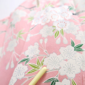 Furisode Pink Cherry Blossom Peacock Tall Silk #10552B4