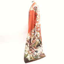 Load image into Gallery viewer, Furisode Salmon Gold Heian Princess Plum blossom Silk #9677J3
