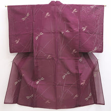 Load image into Gallery viewer, Kimono Vintage(1950-1980) Magenta See-Through Dragonfly Silk #10272E4
