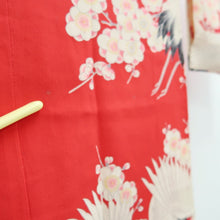 Load image into Gallery viewer, Juban Vintage(1950-1980) Red Crane Birds Silk #10503B1
